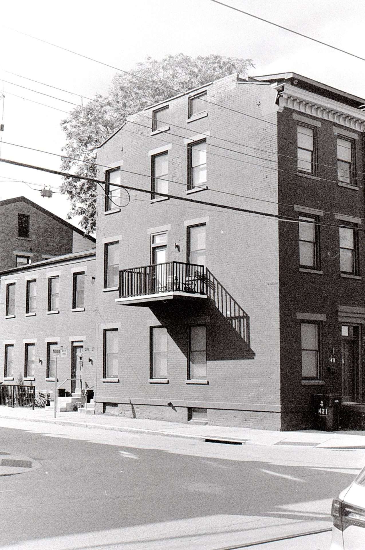 Photo of a building shot on t-max film